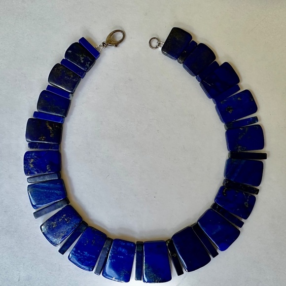 vintage gorgeous lapis lazuli collar with matching drop earrings - Picture 3 of 9